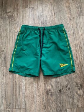Superdry Green Swim Trunks with Yellow Trim